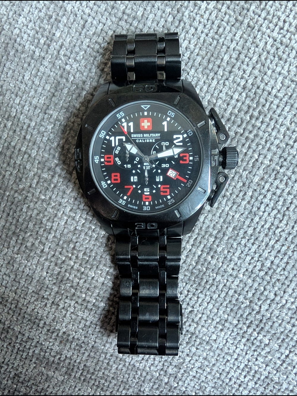 Swiss Military Calibre Men's Black Chronograph Jacket-Style Watch